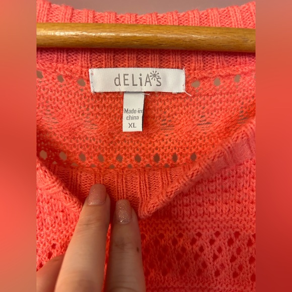 Delia’s Salmon Knit Crew Neck Sweater. Women’s XL - Picture 4 of 4